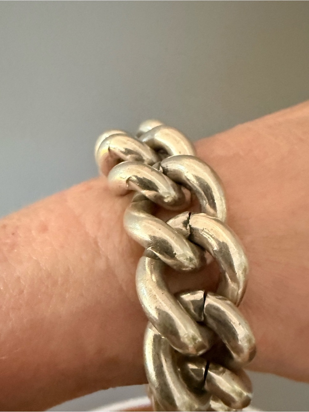 Sterling Silver vintage Polish curb link bracelet weighing 115g from 1980 - Picture 3 of 10